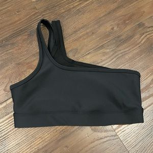 ALO Yoga one shoulder mesh sports bra